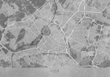 Gray vintage map of Lille France Poster och Canvastavla