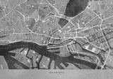 Gray vintage map of Hamburg downtown Germany Poster och Canvastavla