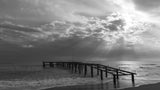 old pier and dramatic landscape Poster och Canvastavla