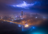 Fog and Lightning in Kuwait City Poster och Canvastavla