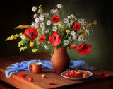 Still life with a bouquet of meadow flowers Poster och Canvastavla