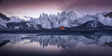 Ice Tower Forest under the Venus Light Belt 《夕阳冰塔》 Poster och Canvastavla