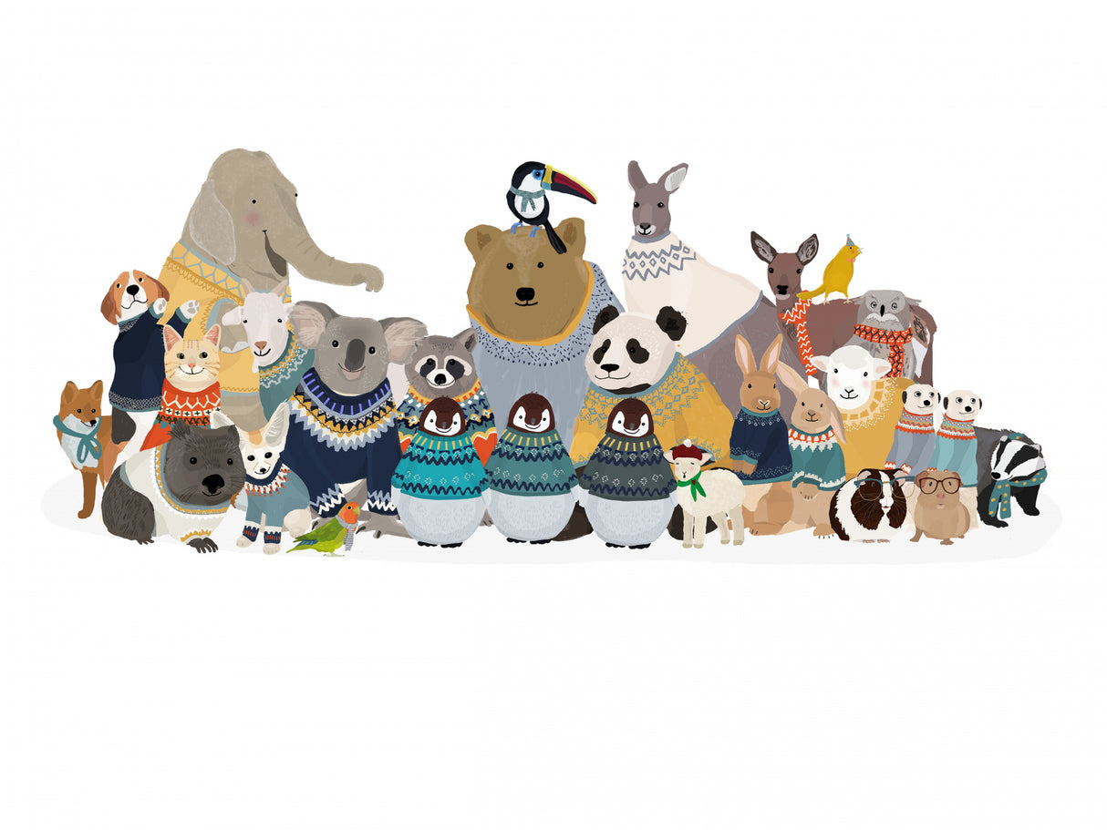 Big Group of Friends In Jumpers Poster och Canvastavla
