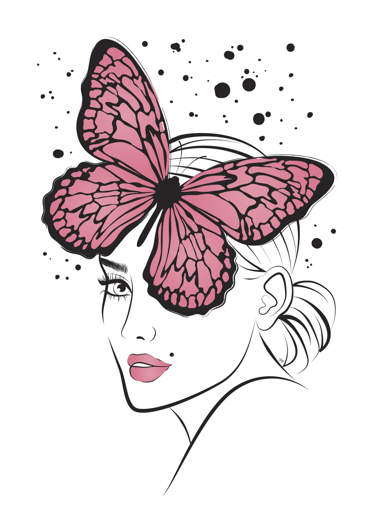 Butterfly Girl Pink Poster och Canvastavla