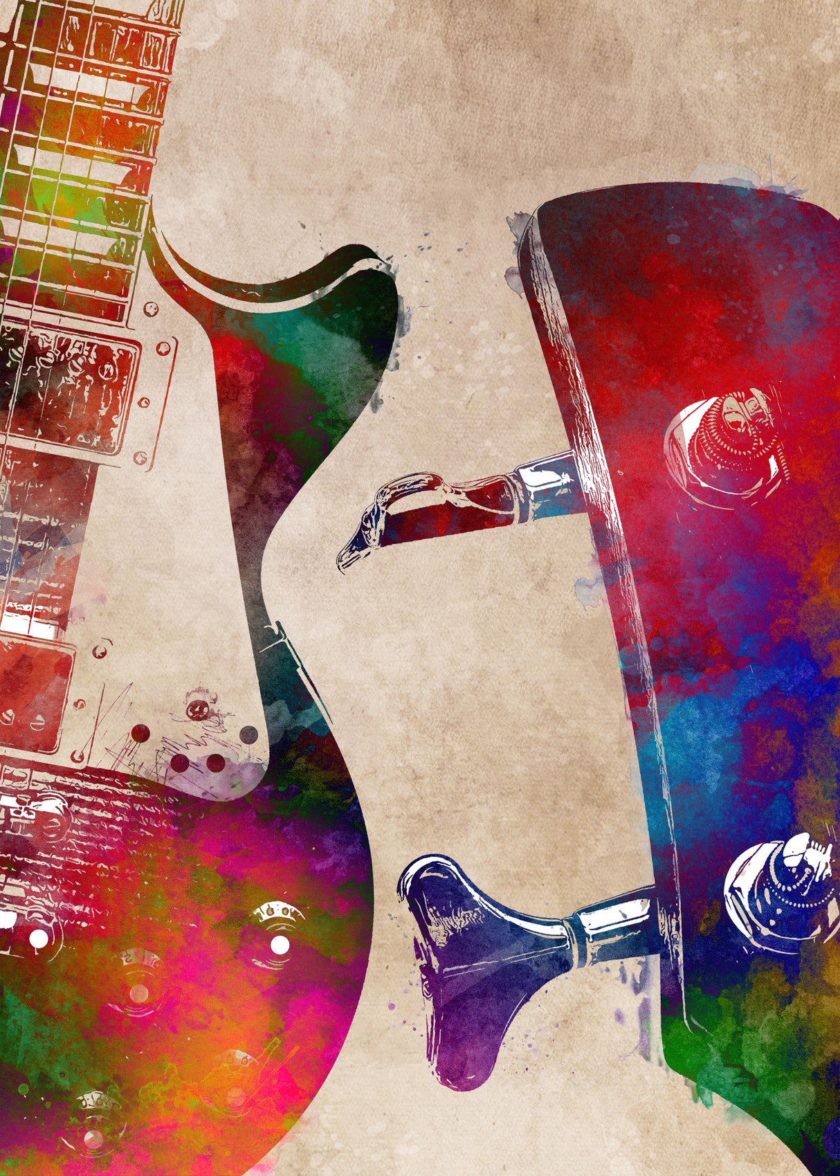 Guitar music art 14 Poster och Canvastavla
