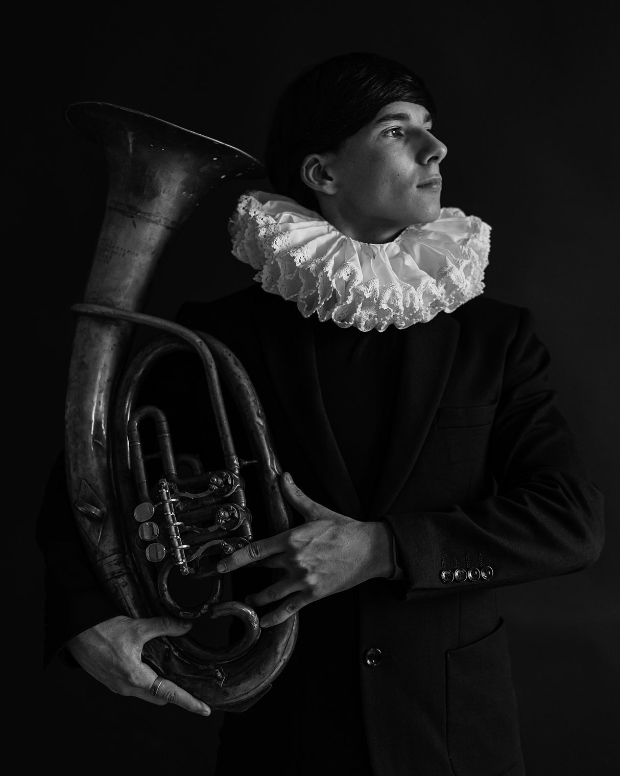 Portrait of a young man with a pipe. Poster och Canvastavla