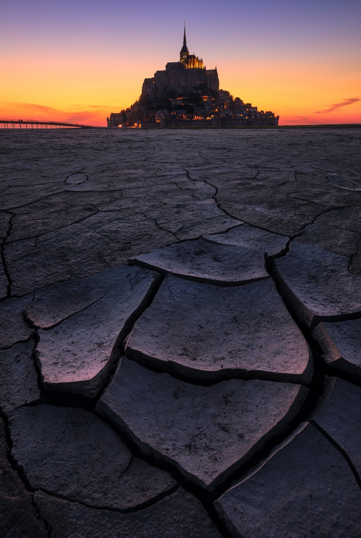 Le Mont Saint Michel - Sunset Poster och Canvastavla