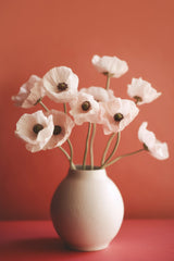 White Poppy On Orange Background Poster och Canvastavla