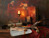 Still life with a scroll and a pistol Poster och Canvastavla