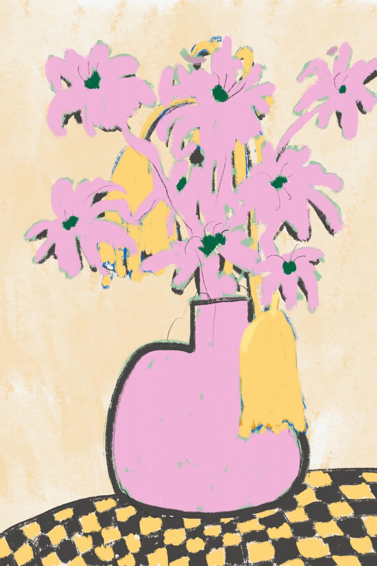 Pink Vase Poster och Canvastavla
