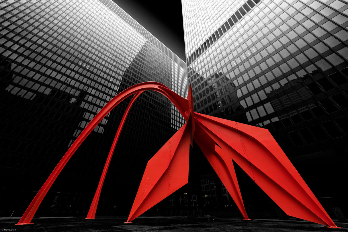 Chicago Flamingo Scuplture Poster och Canvastavla