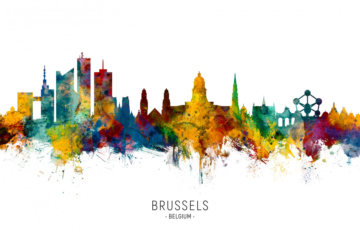 Brussels Belgium Skyline Poster och Canvastavla