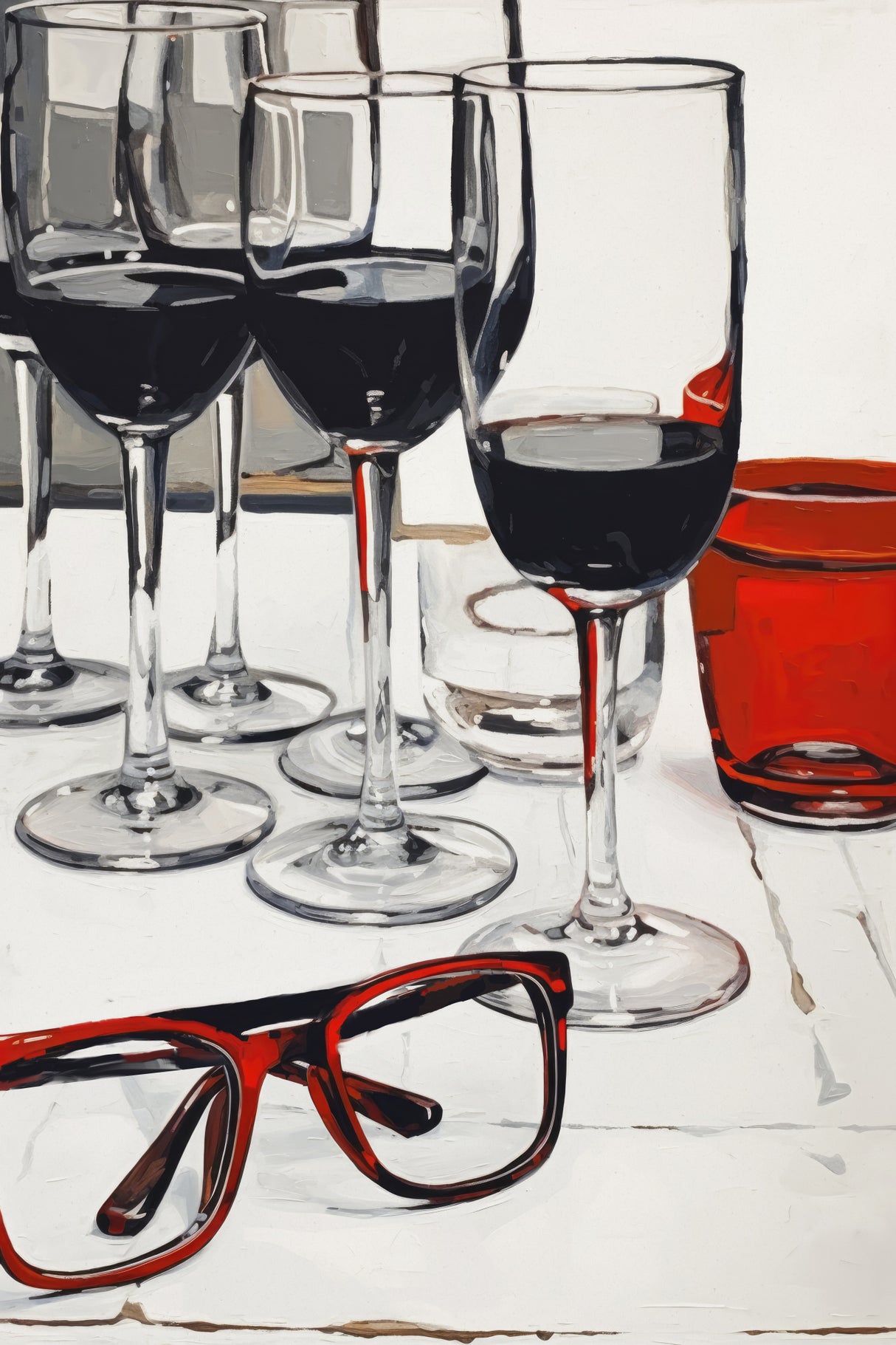 Still Life With Red Glasses Poster och Canvastavla