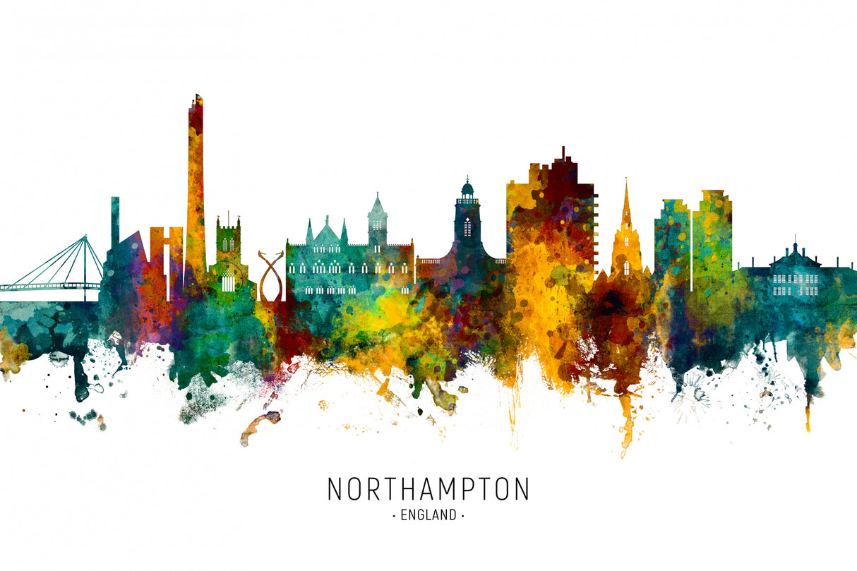 Northampton England Skyline Poster och Canvastavla