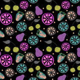 Lavender Green On Black Fruit Bowl Poster och Canvastavla