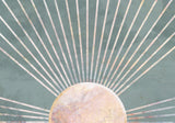 Gold sun rays mural green Poster och Canvastavla