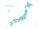 Aquamarine watercolor Japan map Poster och Canvastavla