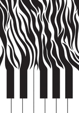 Zebra Piano print black and white Poster och Canvastavla