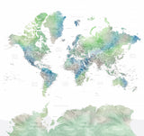 Detailed world map with cities, Declan Poster och Canvastavla