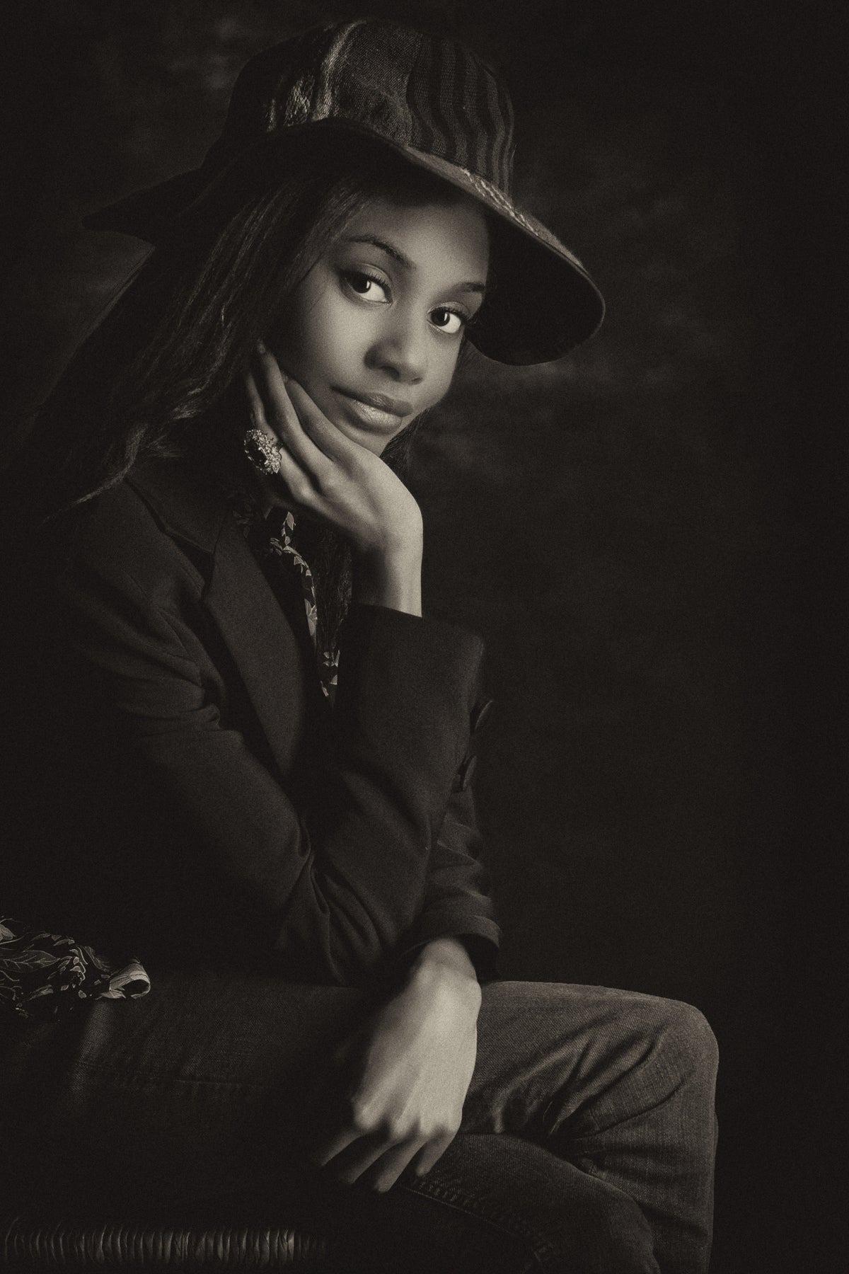 Portrait with Hat Poster och Canvastavla
