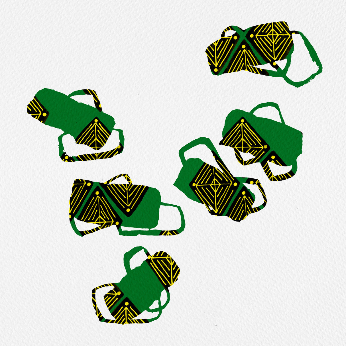 Tribal Abstract Shapes Green Poster och Canvastavla