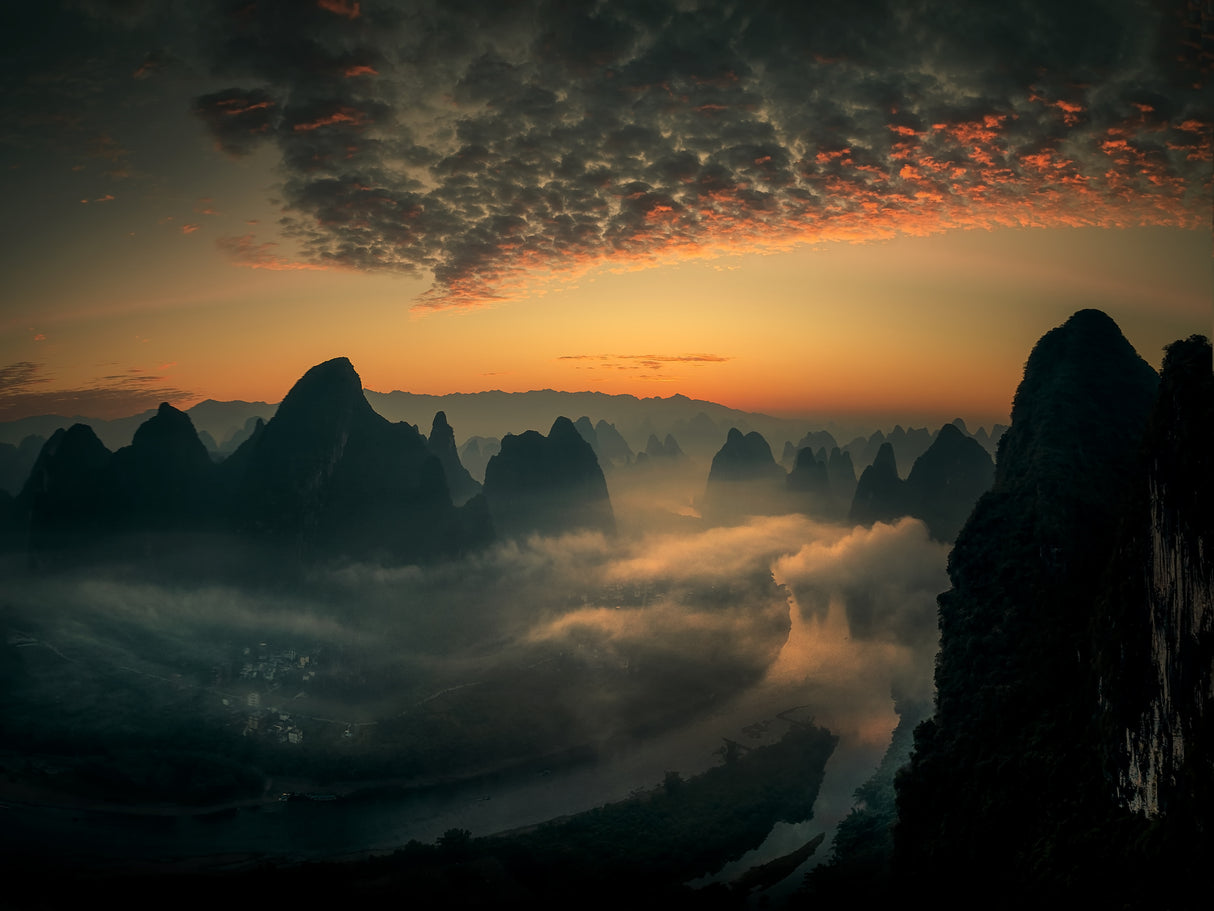Sunrise on the Li River Poster och Canvastavla
