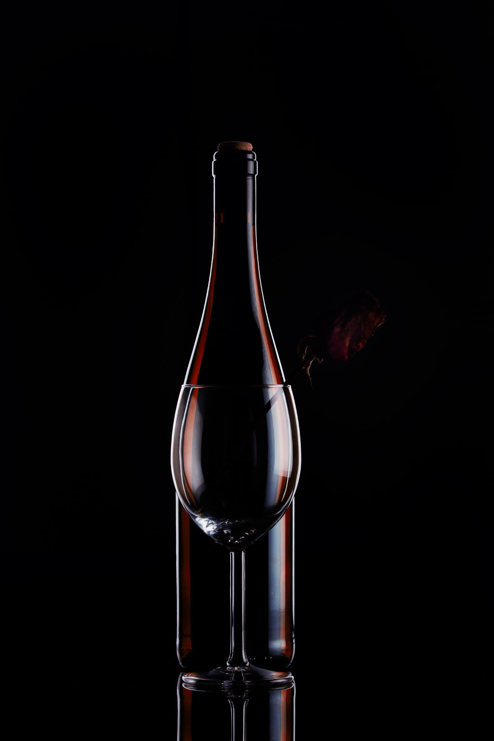 Bottle, Glass, and Flower Poster och Canvastavla