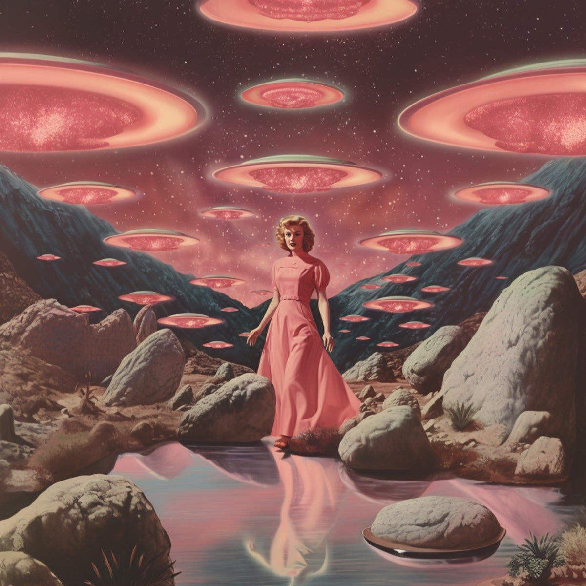 Vintage Space Barbie 2 Poster och Canvastavla