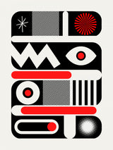 Red Mono Geometrical Poster och Canvastavla