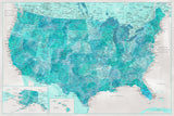 Highly detailed map of the United States, Harriet Poster och Canvastavla