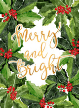 Merry and bright holly floral art Poster och Canvastavla