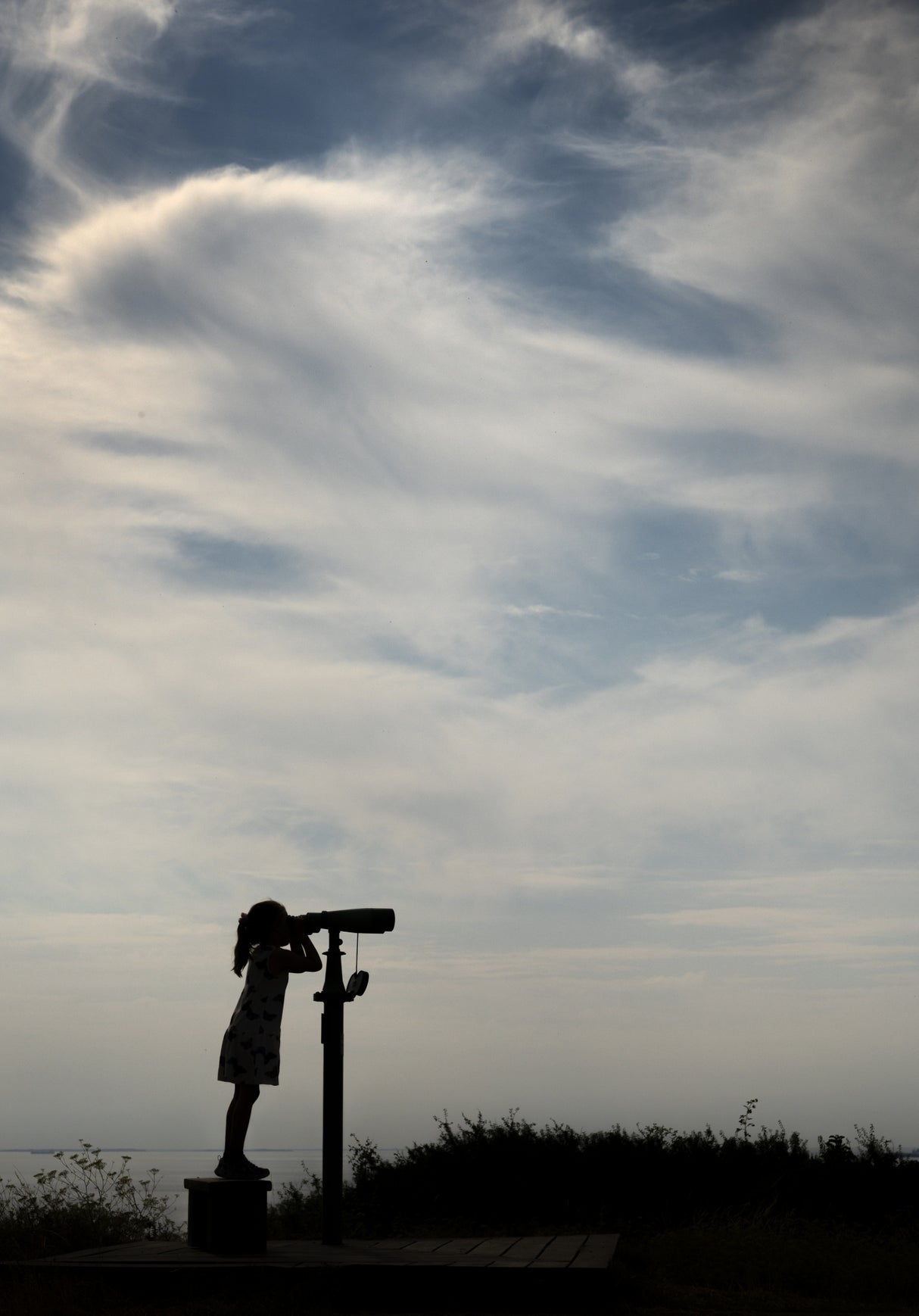 Girl and binoculars Poster och Canvastavla