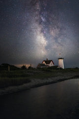 Milky way over the lighthouse Poster och Canvastavla