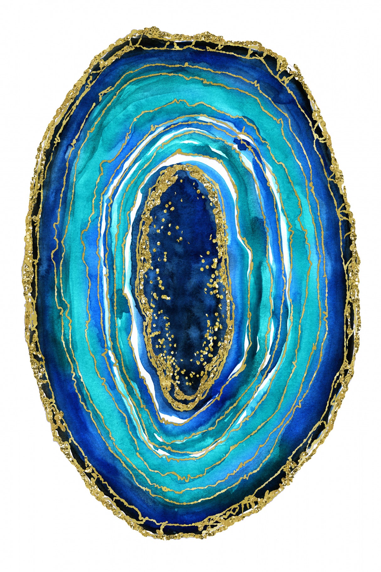 Turquoise and blue geode Poster och Canvastavla