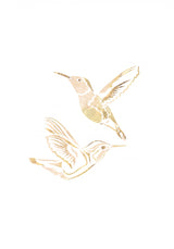 Gold Hummingbird Line art Silhouettes 2 Poster och Canvastavla