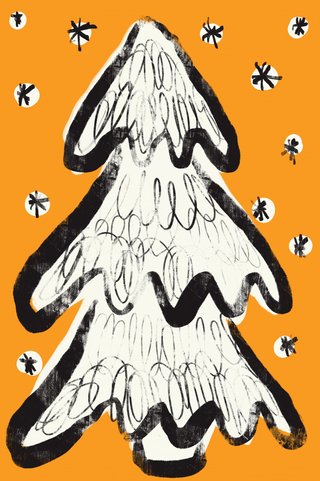 Christmastreeandsnow Yellow Poster och Canvastavla
