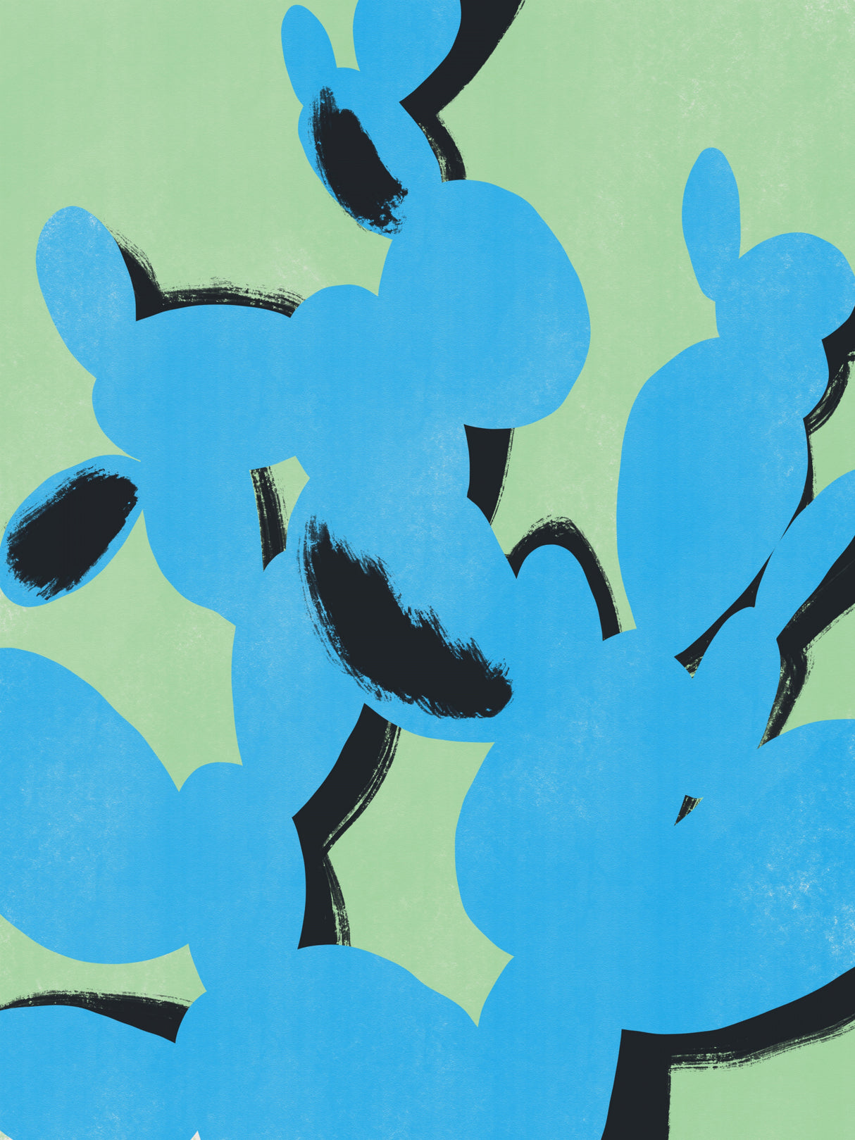 Blue Cactus Silhouette Poster och Canvastavla