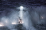 The lighthouse in the stormy night Poster och Canvastavla