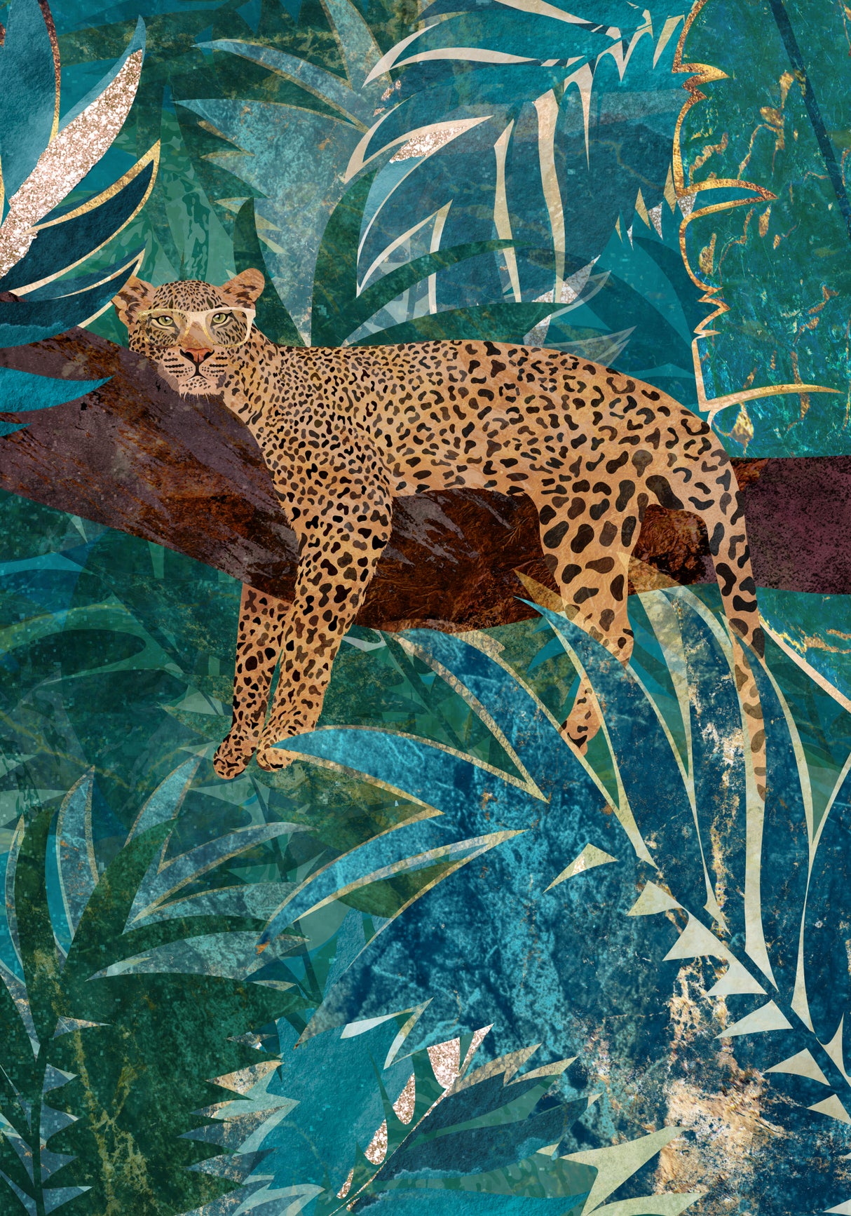 Lazy Leopard in the jungle Poster och Canvastavla