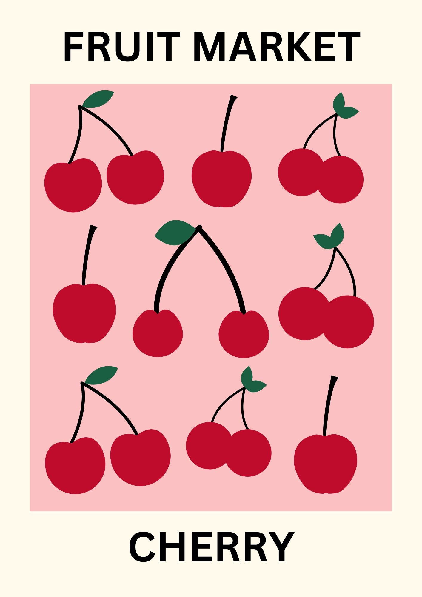 Fruit market cherry poster yellow poster