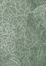 Abstract sage green line drawing flowers Poster och Canvastavla