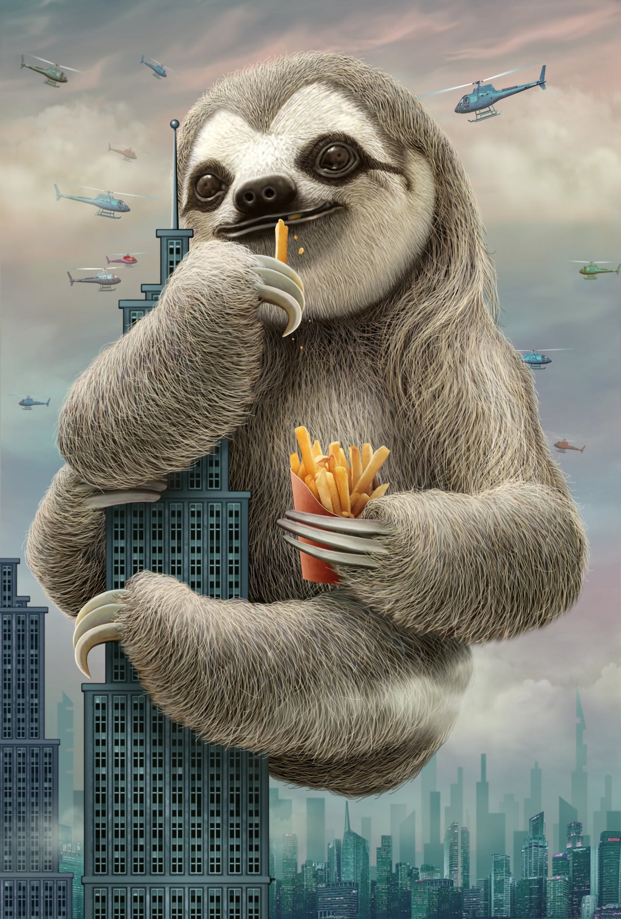 sloth climbing a building Poster och Canvastavla