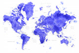 Watercolor world map with cities, Uyen Poster och Canvastavla