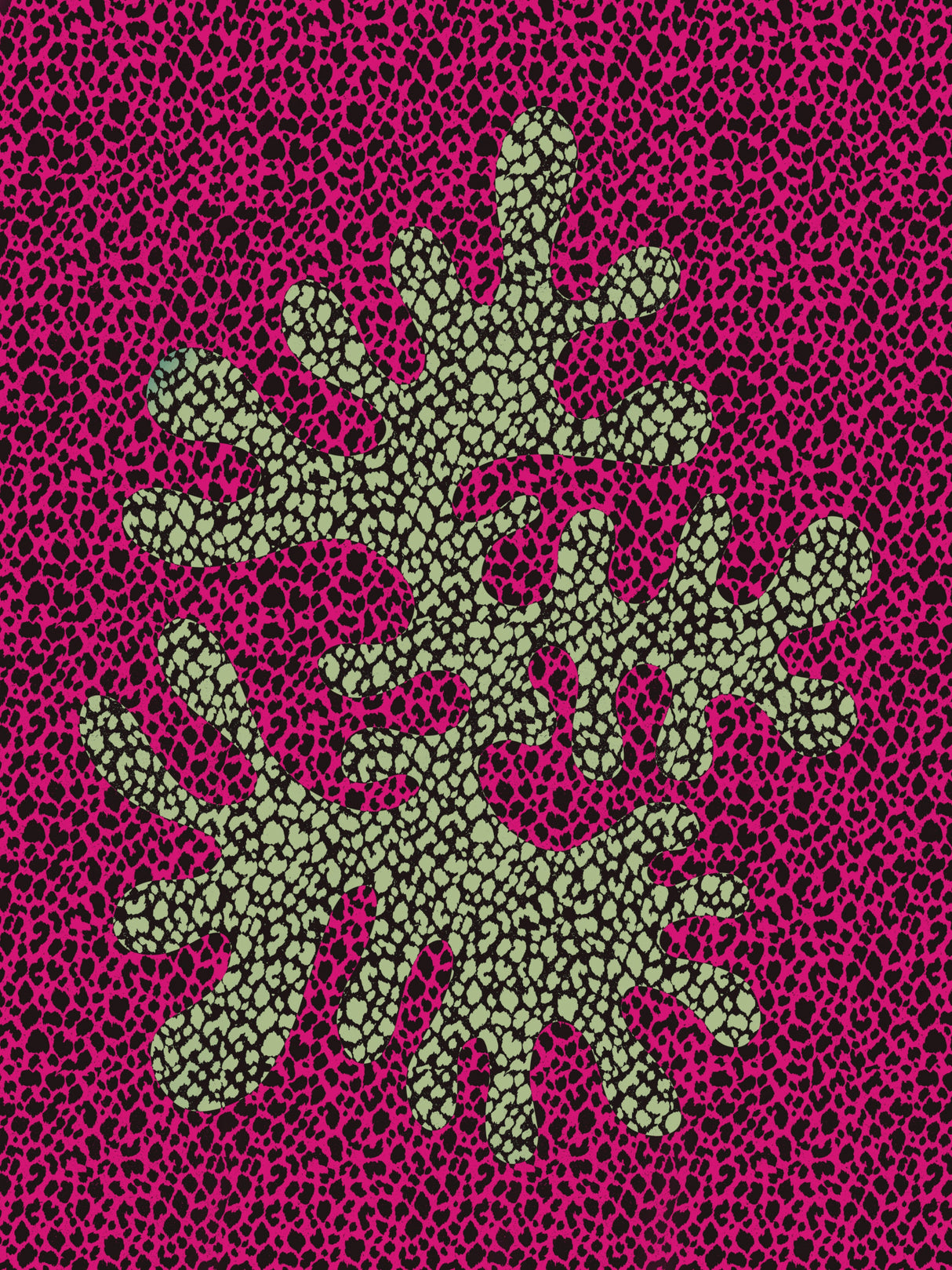 Red and Green Coral Study Poster och Canvastavla