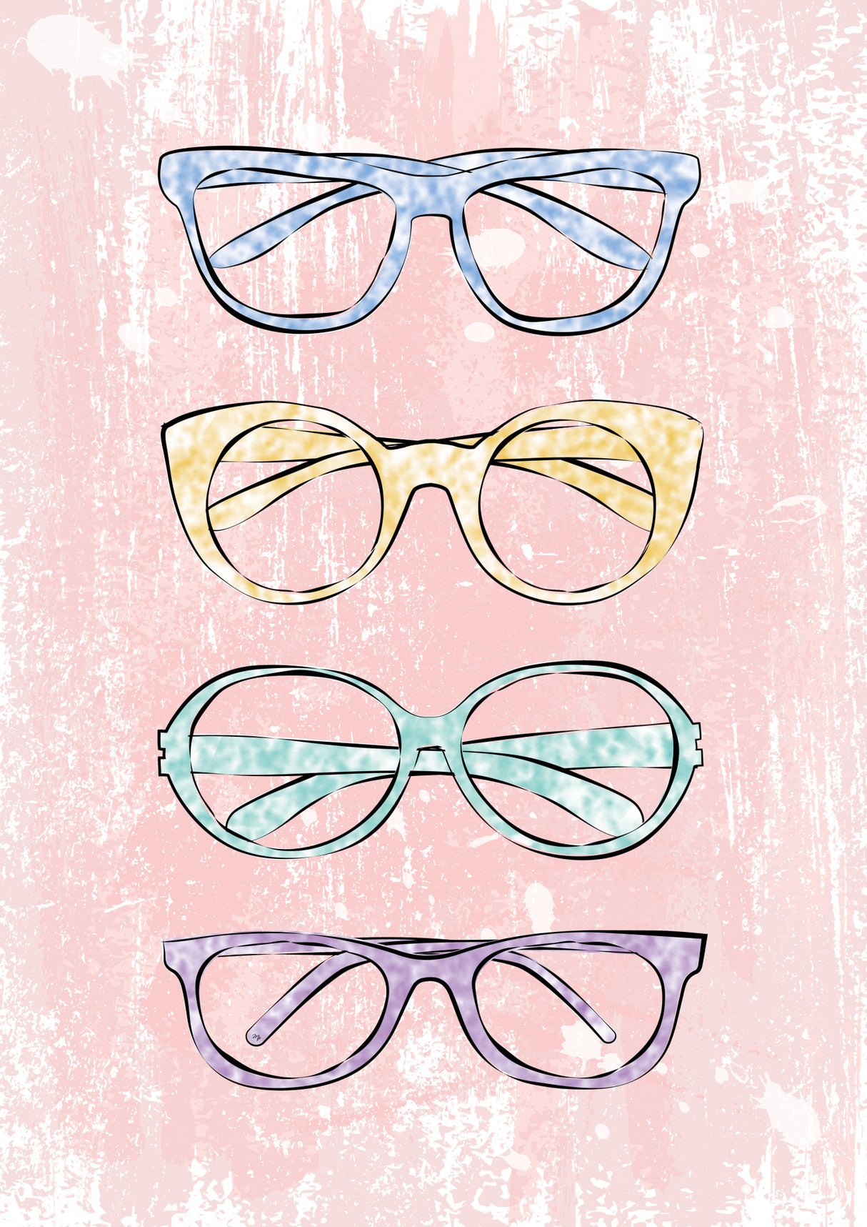 Pink Glasses Poster och Canvastavla