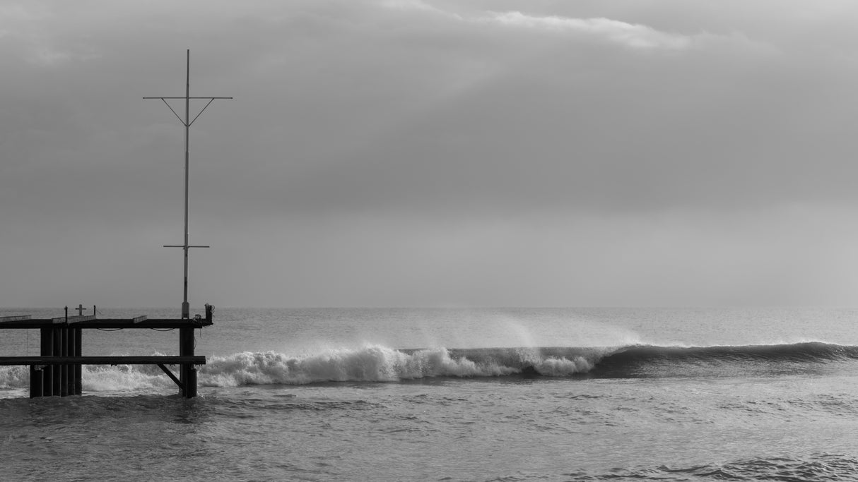 old pier and dramatic landscape Poster och Canvastavla