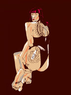 Girl With A Tattoo Dark Red Poster och Canvastavla