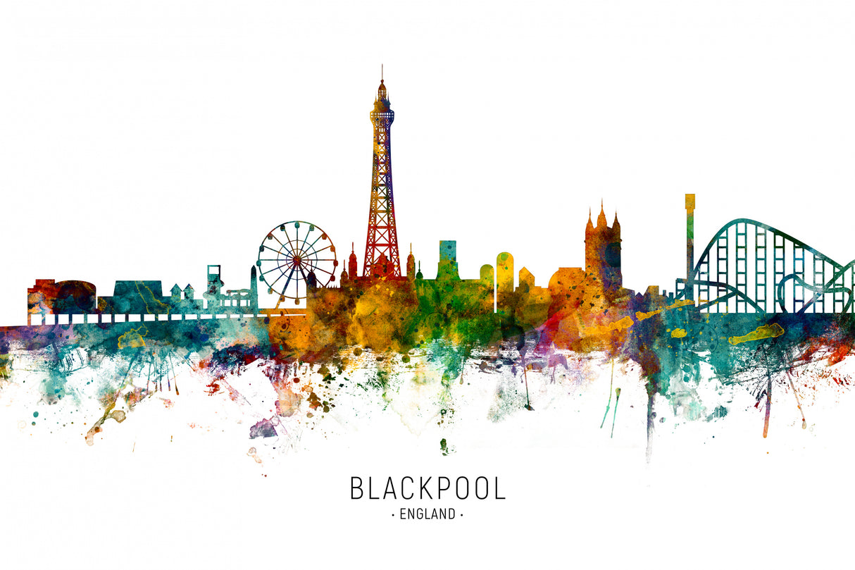 Blackpool England Skyline Poster och Canvastavla