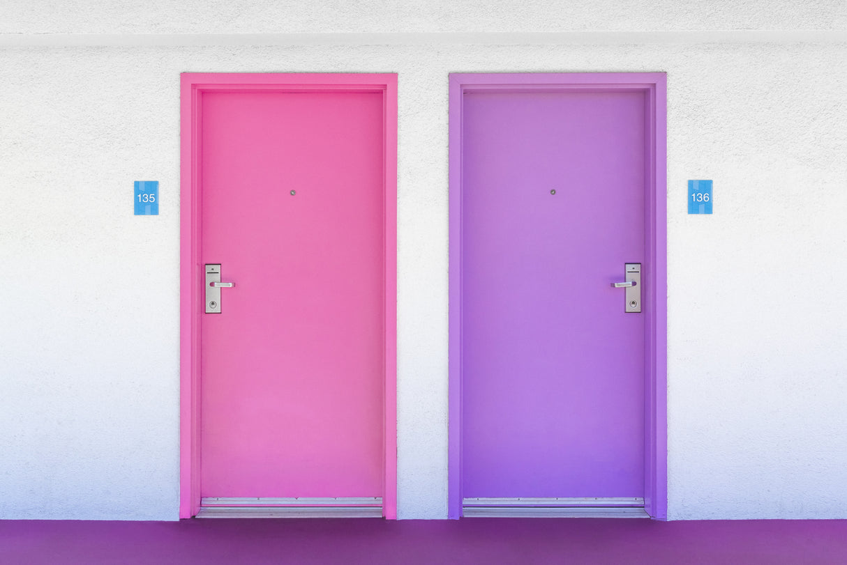 Pink and Purple Doors at the Saguaro Poster och Canvastavla