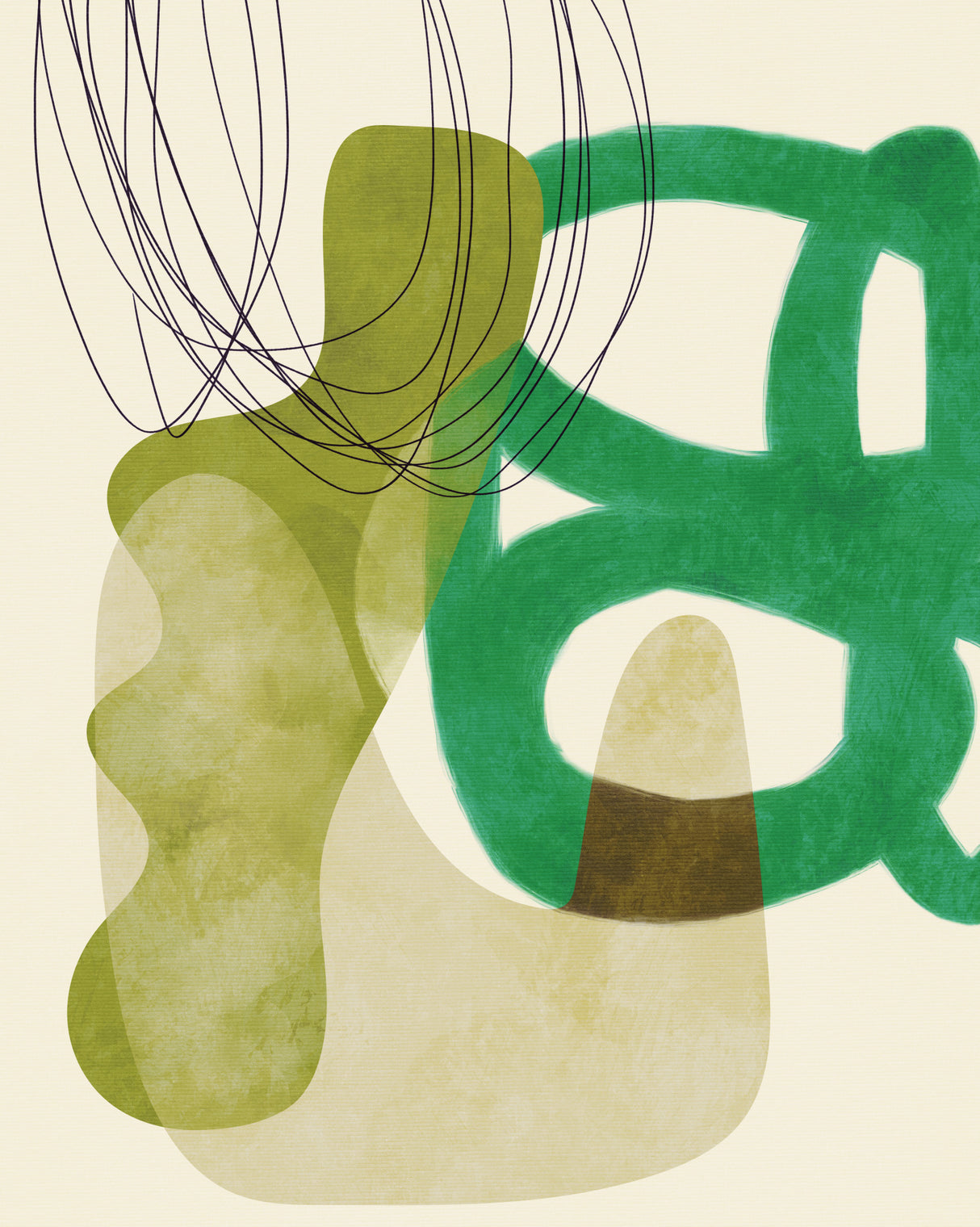 Painted Lines Green Tan Kopie Poster och Canvastavla